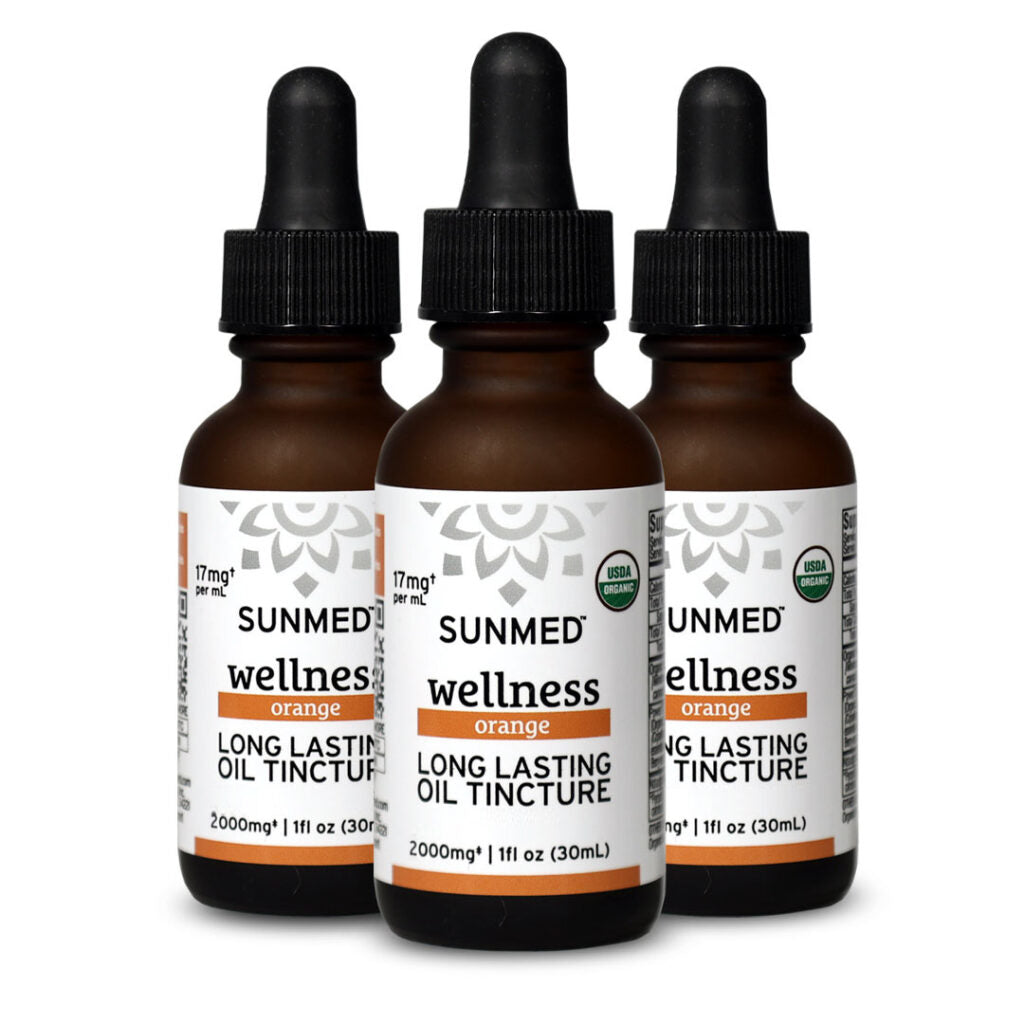 Three bottles of Sunmed CBD 2000mg Broad Profile Tincture (30% Off - 3 Pack).