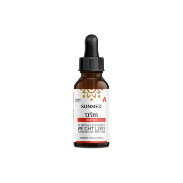 A bottle of Sunmed CBD *15% Off* Full Profile Trim Tinctures for weight loss, featuring a dropper cap.