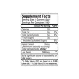 Supplement Facts label for Sunmed CBD Full Spectrum Anytime CBD Gummies, displaying calories, fat, carbohydrates, hemp extract, and live resin content to support balanced wellbeing.