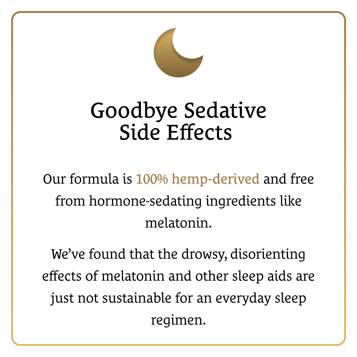 A graphic with a gold crescent moon and text about Sunmed CBD’s Full Spectrum Sleep CBN Gummies Mobile, a hemp-derived, melatonin-free sleep aid formula designed to naturally support better rest.