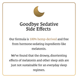 A graphic with a gold crescent moon and text about Sunmed CBD’s Full Spectrum Sleep CBN Gummies Mobile, a hemp-derived, melatonin-free sleep aid formula designed to naturally support better rest.