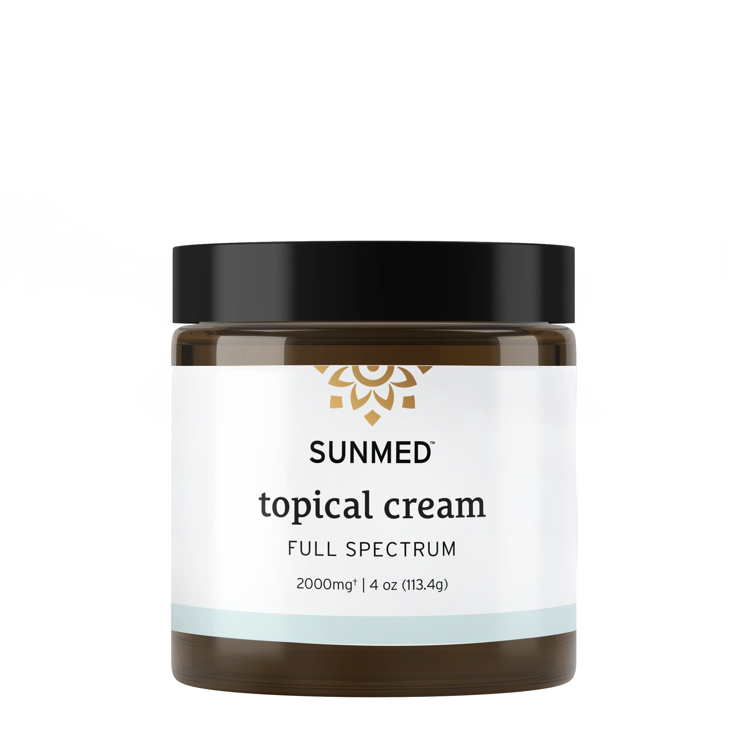 A 4 oz (113.4g) jar of Sunmed CBD's Full Spectrum Relief CBD Cream, featuring 2000mg strength for unparalleled topical relief.