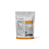 The Sunmed CBD Broad Spectrum Rise CBG Gummies Starter Pack features white packaging with supplement facts clearly displayed. An orange band accents the bottom, and both a barcode and QR code are visible on the back. These gummies are designed to promote focus and mental clarity through the use of hemp-derived cannabinoids.