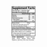 Supplement Facts label for Sunmed CBD's Beyond Indica CBD Gummies, showing ingredients and nutrition in black on white, with a focus on a terpene-rich blend containing full spectrum hemp extract.