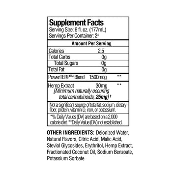 Supplement facts label for Sunmed CBD&