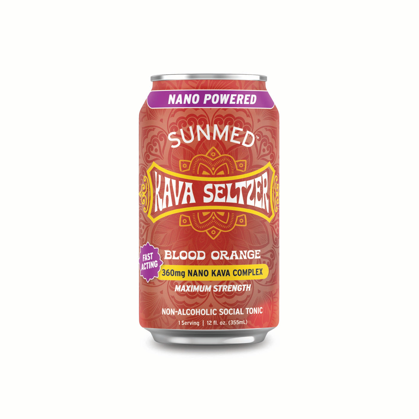 Sunmed CBD Kava Seltzer - Blood Orange is a non-alcoholic drink, nano powered and crafted with calming kava root extract.