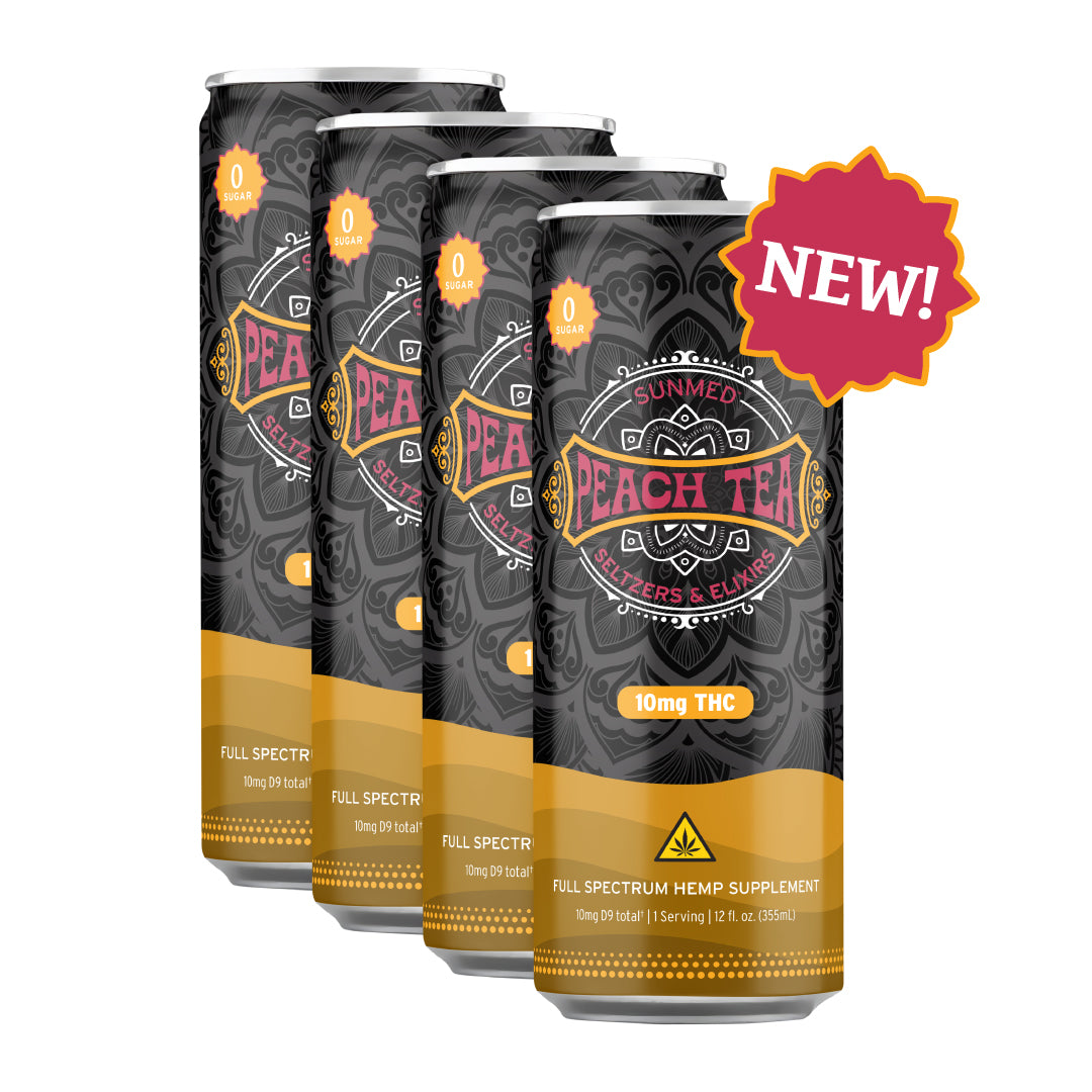 Peach Tea Delta 9 THC Seltzer - 4 Pack – Sunmed CBD