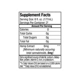 Supplement facts for Sunmed CBD Sunset Daze Delta 9 THC Seltzer Strawberry Lemonade 24-Pack: 0 calories, 0g fat, 0g carbs, and 6mg hemp extract per serving.