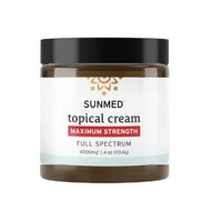 A 4oz jar of Sunmed CBD Full Spectrum Relief CBD Cream, 4000mg, with a black lid—crafted with hemp extract for targeted topical relief.